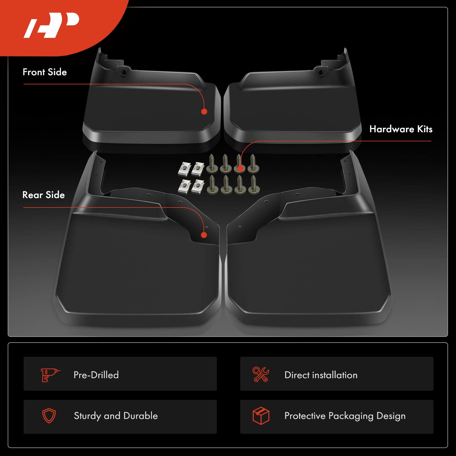 A-Premium Set Of 4Pcs Mud Flaps Splash Guards Mudguards Mudflaps With Hardware Accessories Compatible With Jeep Wrangler (Jk), 2