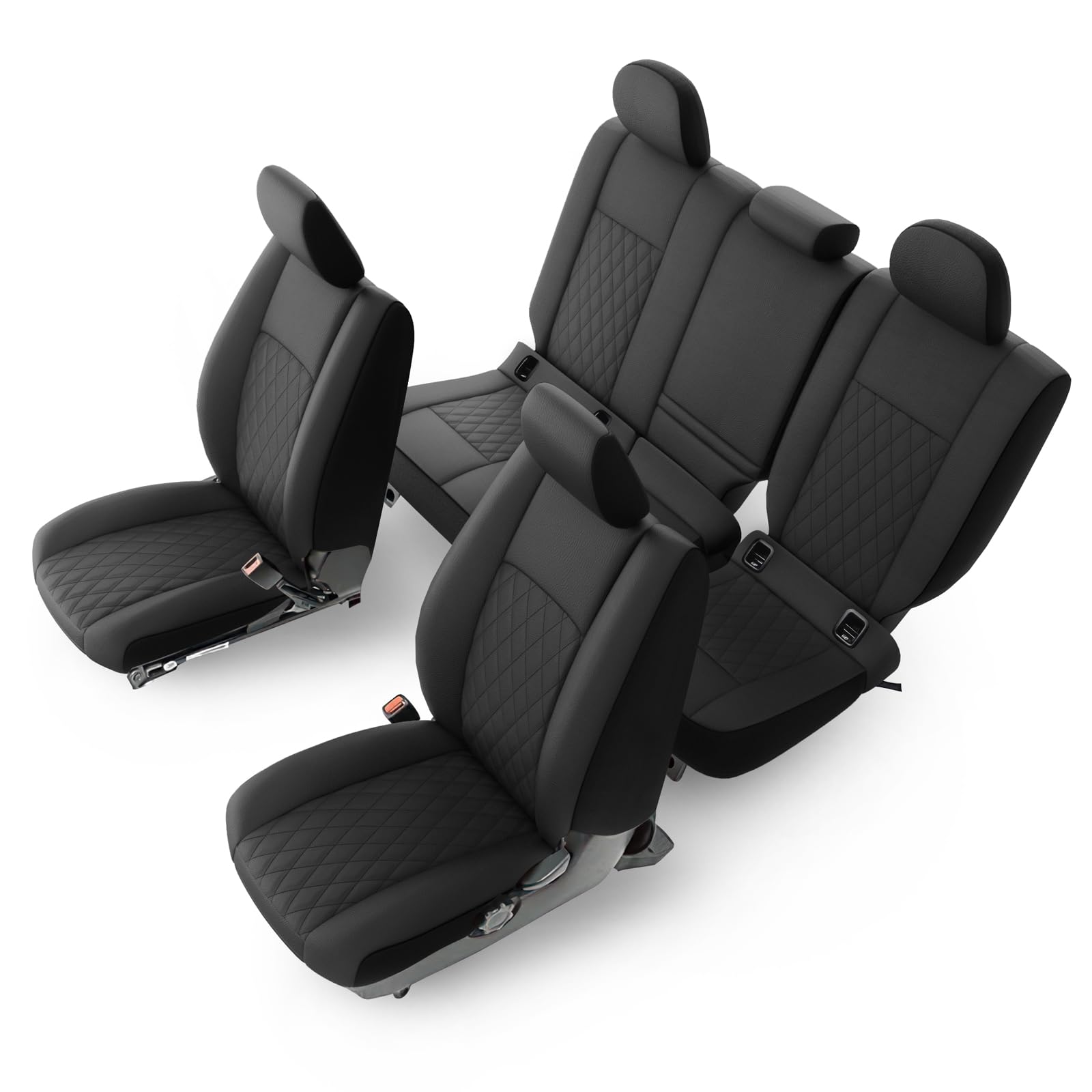 Giant Panda Full Set Faux Leather Seat Covers For Jeep Gladiator 2020-2024 Sport Willys Rubicon Mojave Freedom Without Rear Cup