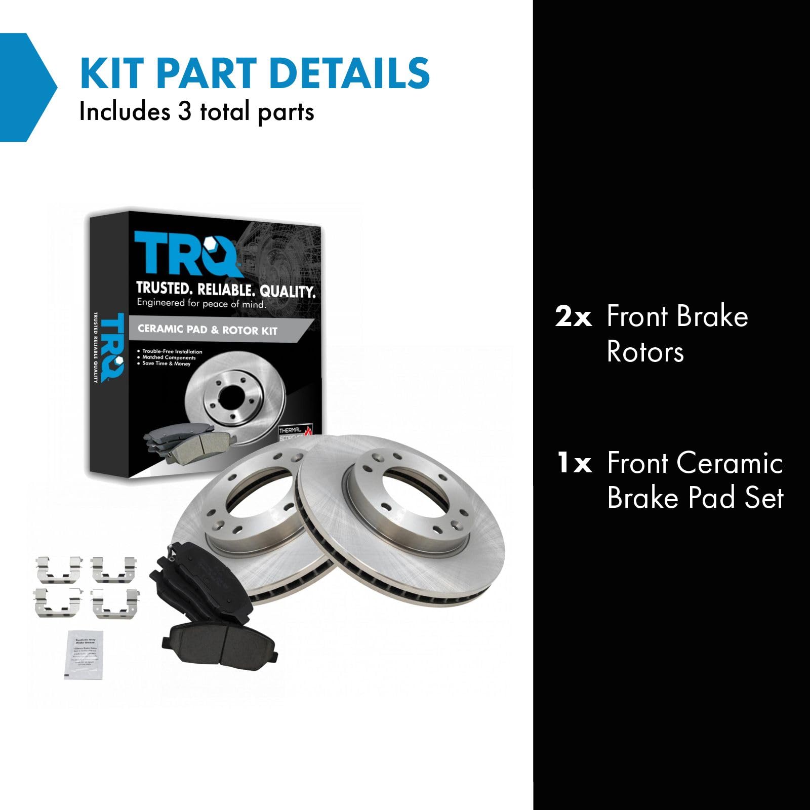 Trq Front Brake Pad & Rotor Kit Brake Pads Brake Rotor Ceramic Compatible With 2007-2008 Hyundai Entourage 2006-2014 Kia Sedona