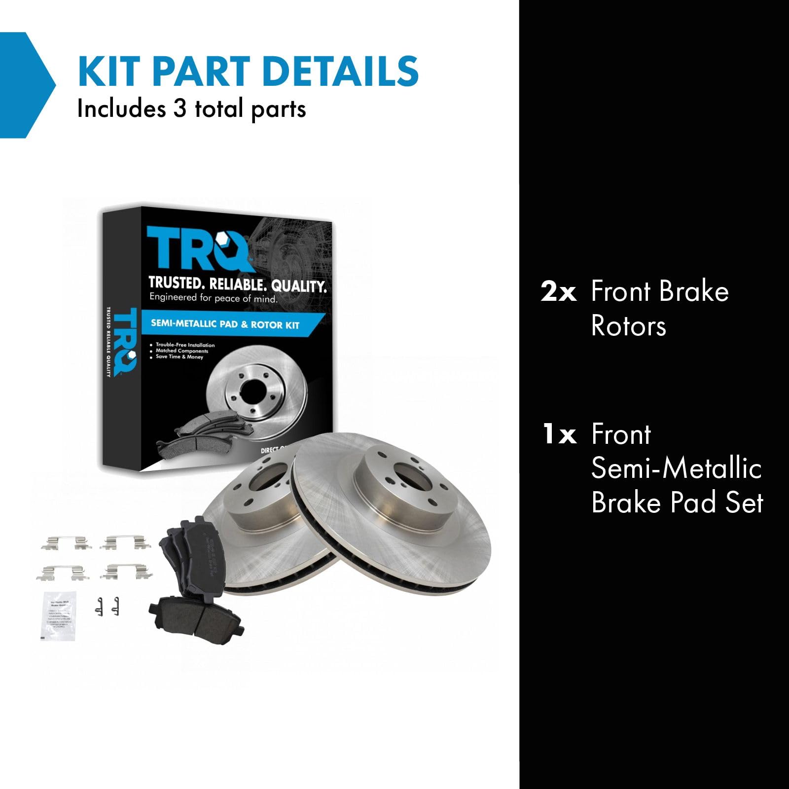 Trq Front Brake Pad & Rotor Kit Brake Pads Brake Rotor Semi-Metallic Compatible With 2002-2003 Subaru Impreza 2001-2002 Legacy 2