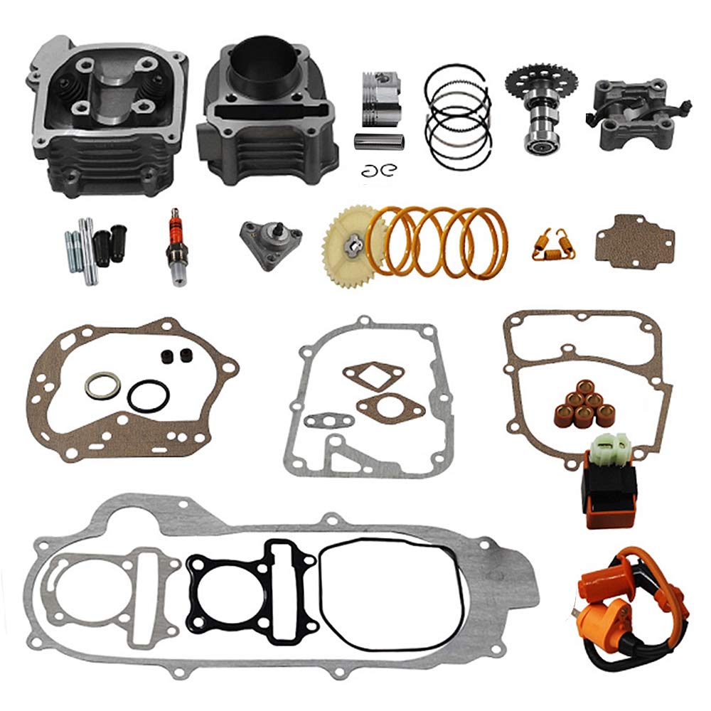 GY6 Cylinder Rebuild Kits Trkimal 100cc Big Bore Kit for 64mm Valve 49CC 50CC 139QMB Moped Scooter Engine 50mm Bore Upgrade Set 