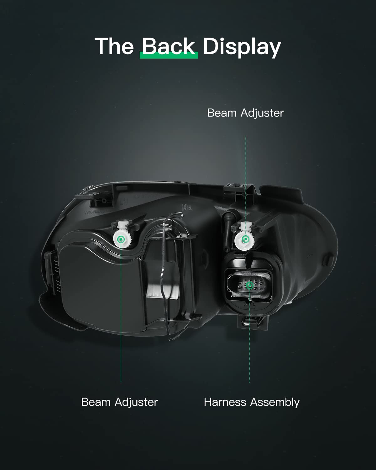 Lsailon Headlight Assembly Replacement Fit 1999-2002 For Cabrio1999-2006 For Golf Black Housing Clear Lens