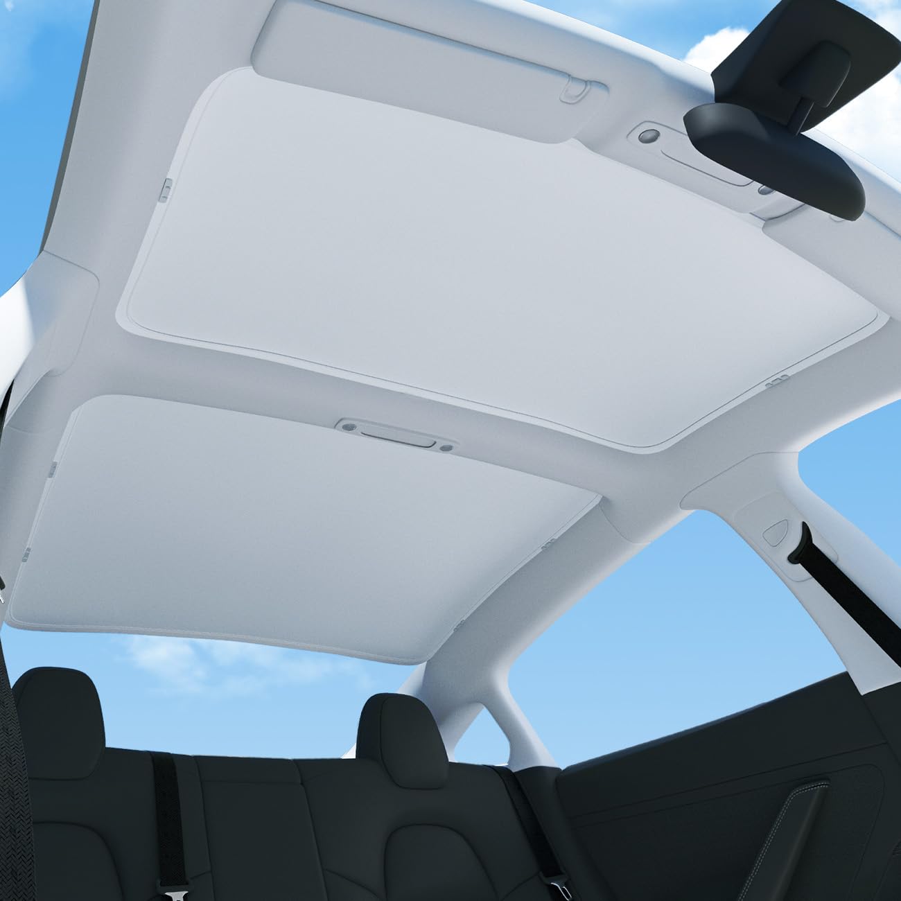Zanch 2025 Upgrade Original Sunshade Roof For Tesla Model 3 [No Gaps, No-Sag] Heat Insulation Foldable Roof Glass Sun Shade For