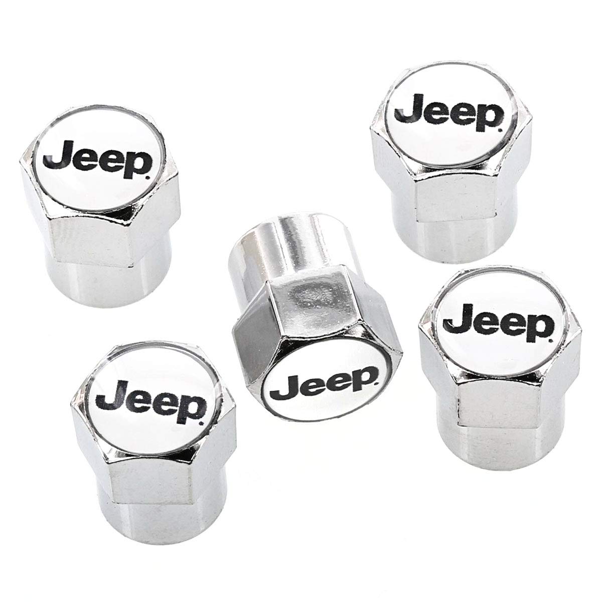 Jeep Logo Black Finish Valve Cap Covers  (Chrome B)
