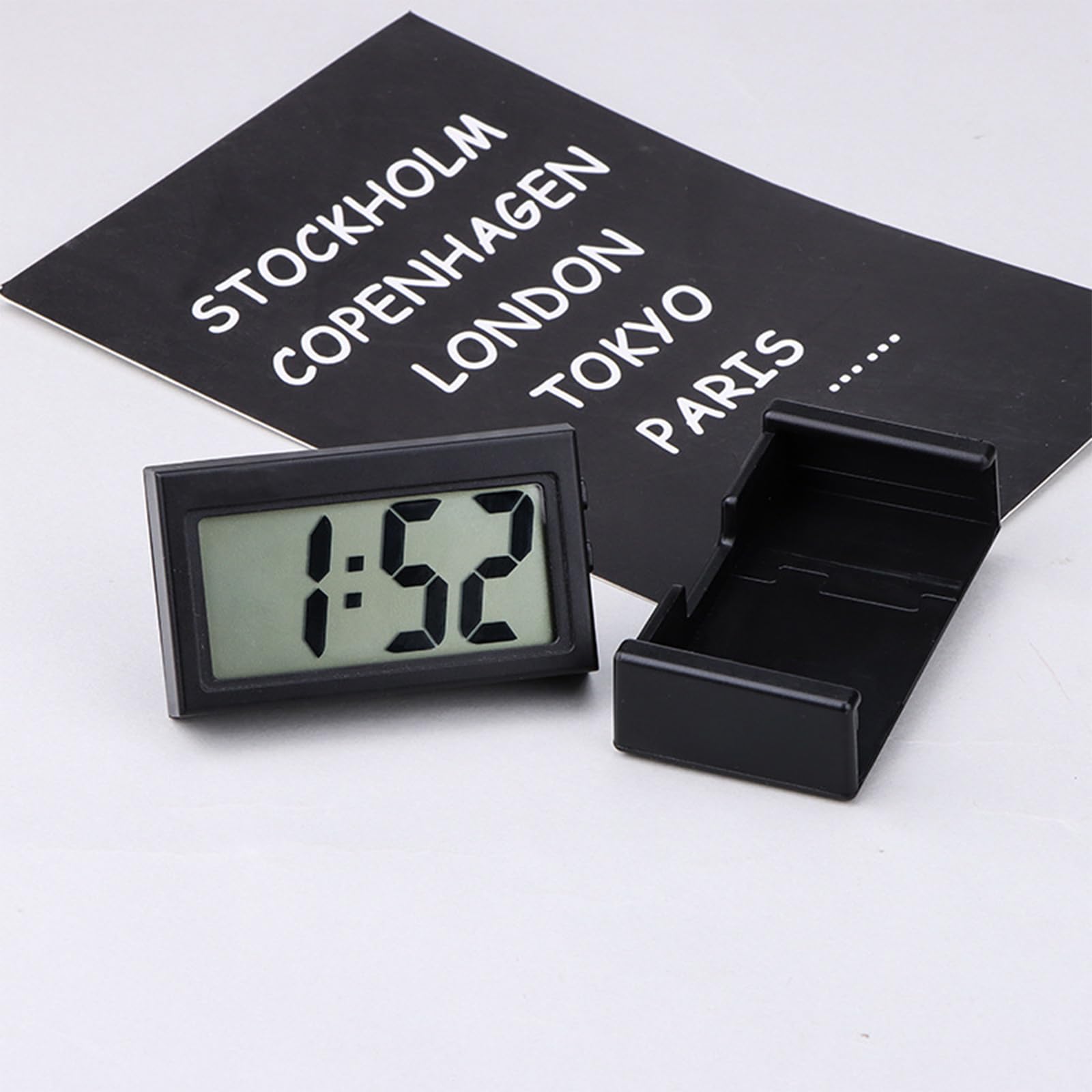 Car Dashboard Digital Clock - with Jumbo LCD Time & Day Display - Mini Automotive Stick On Watch for Car Truck Dashboard & Air V