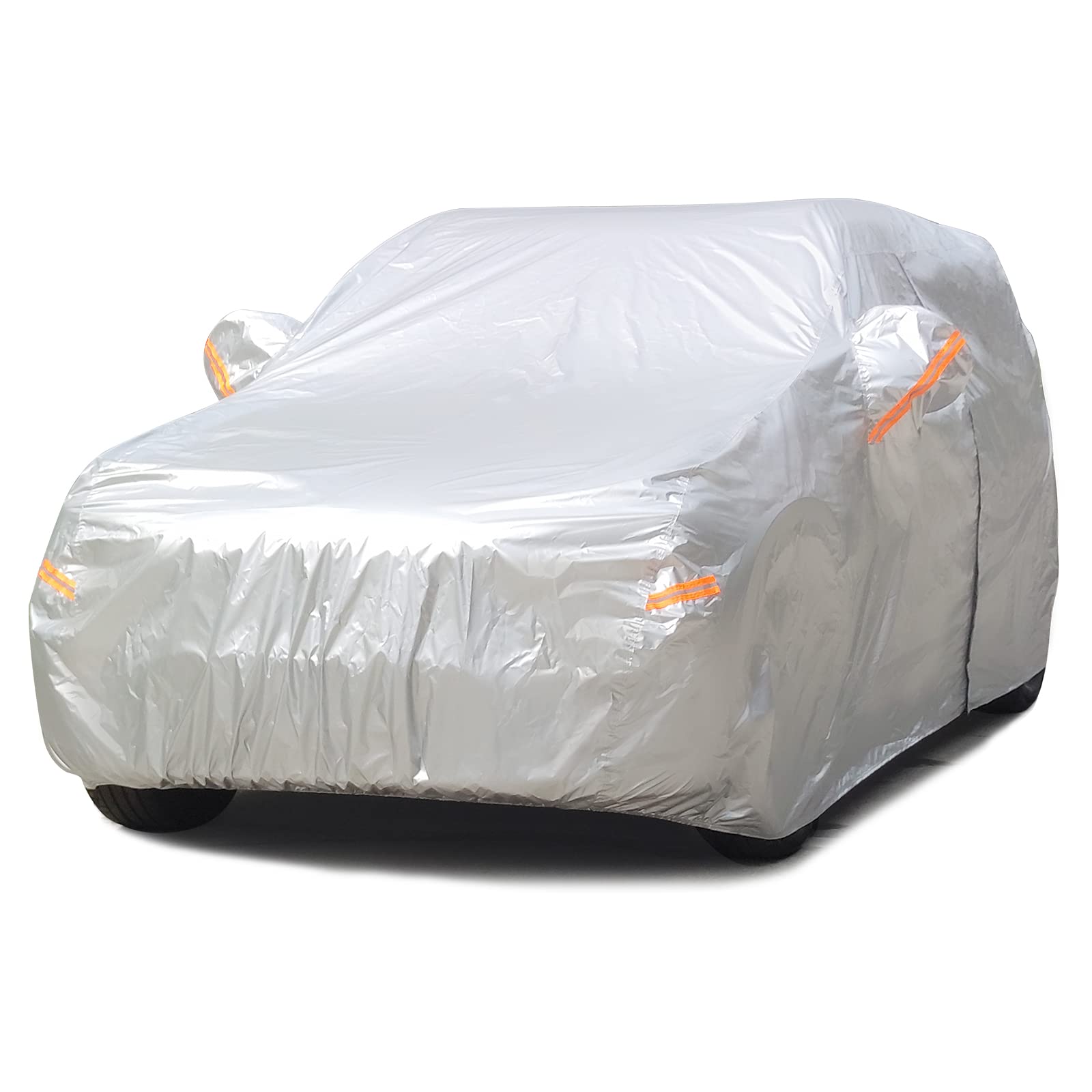 SEAZEN 2 Layers SUV Car Cover Waterproof All Weather, Outdoor Car Covers for Automobiles with Zipper Door, Hail UV Snow Wind Pro