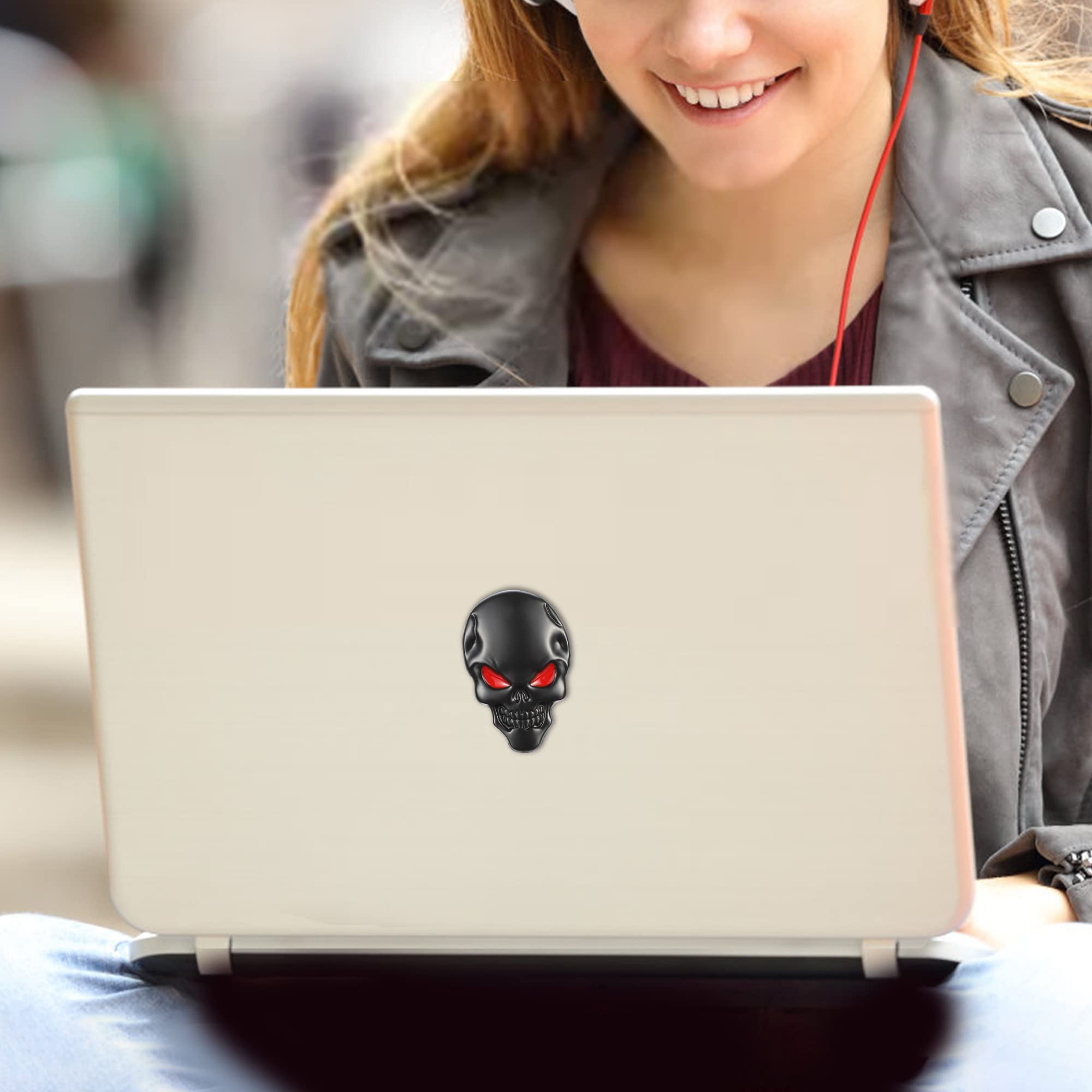 Tomall 2Pcs Skeleton Skull Logo Devil Death Emblem Badge 3D Metal Decals Stickers Decoration For Cars Trucks Motorcycle Mobile P