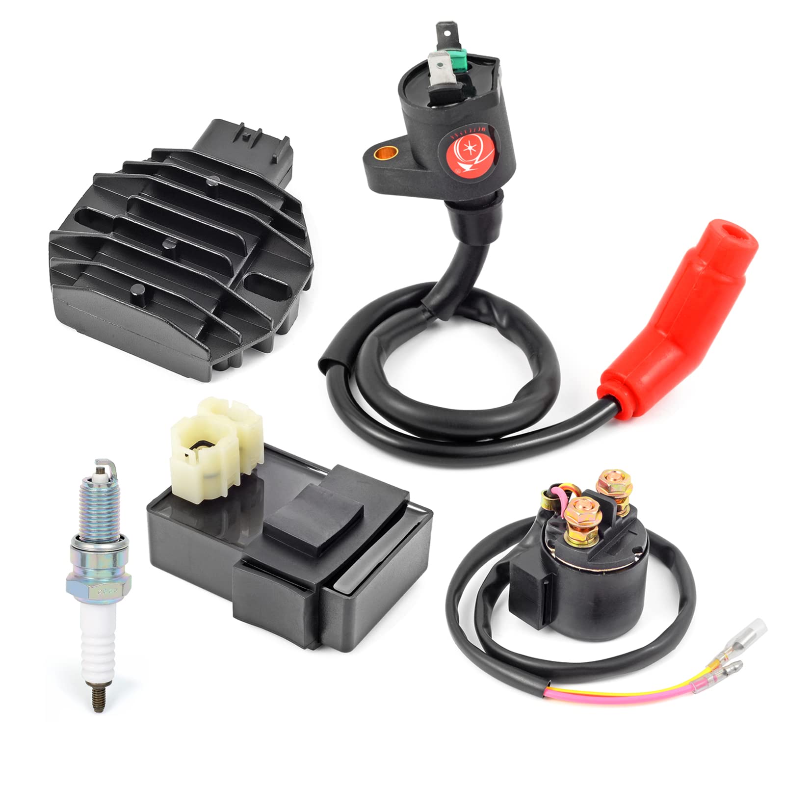 MOTO1988 CDI Box Ignition Coil Voltage Regulator Relay Kit for Honda Recon 250 TRX250 1997-2004 & TRX250EX/TRX250X 2001-