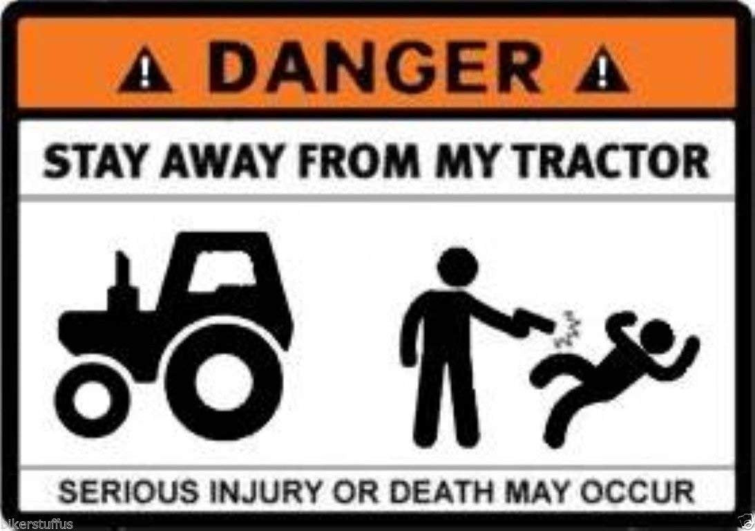 Danger Stay Away From My Tractor Sticker Decal Bumper Sticker Decal Vinyl - Made In Usa 3.5 In. X 2.5 In.