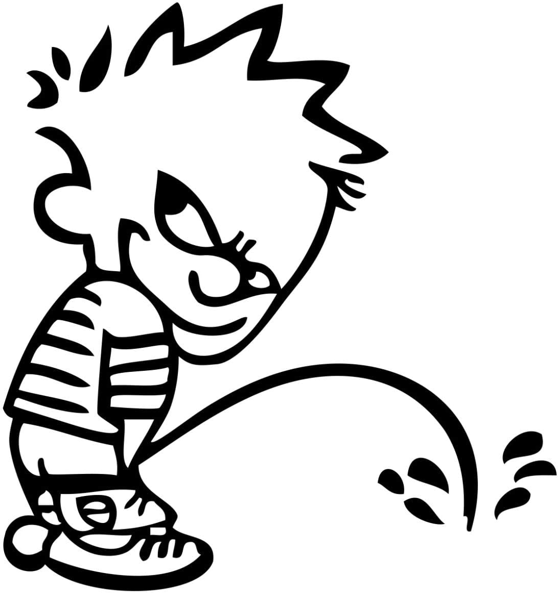 Boy Peeing Custom Cartoon Decal Vinyl Decorative Sticker For Car, Laptop, Bike, Helmet, Small Appliances, Music Instruments, Motorcycle (Black, 5.5")
