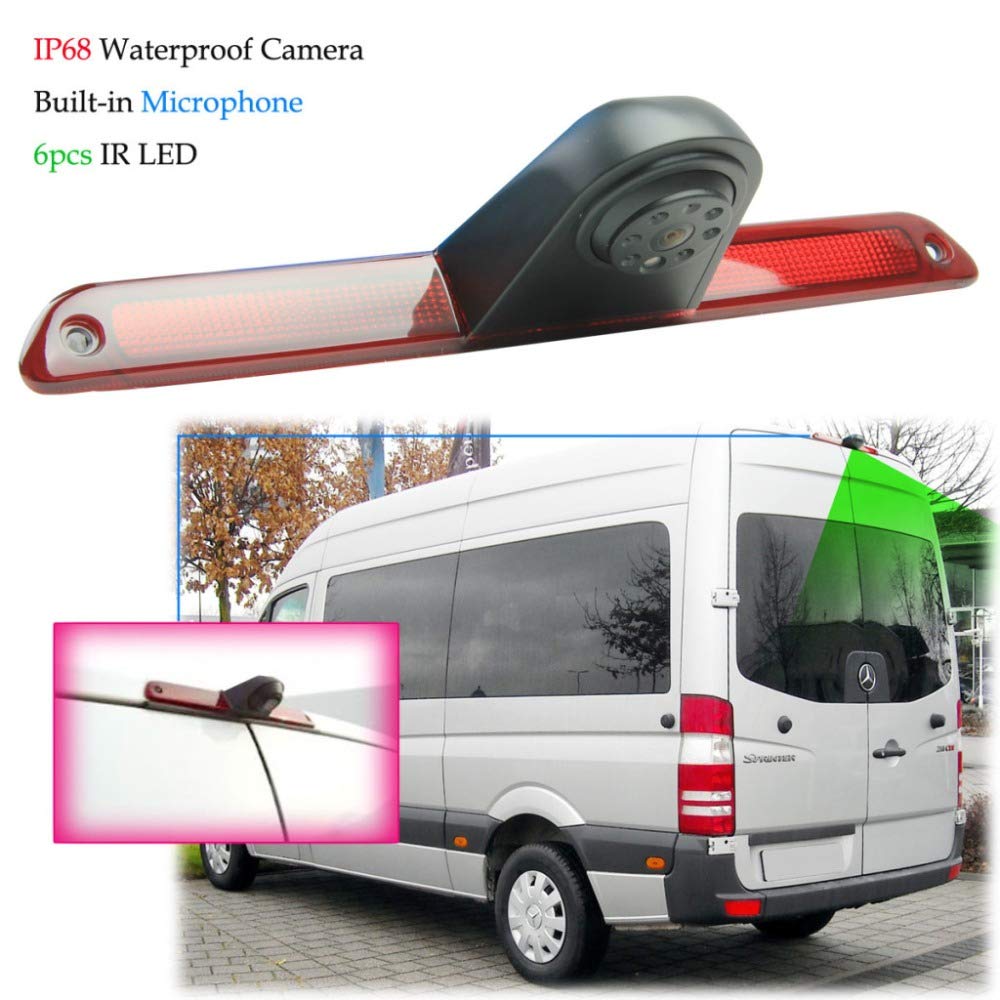 Knragho Brake Light Backup Camera Compatible With Dodge Benz Sprinter W906 /V W Crafter Vans (With Monitor)