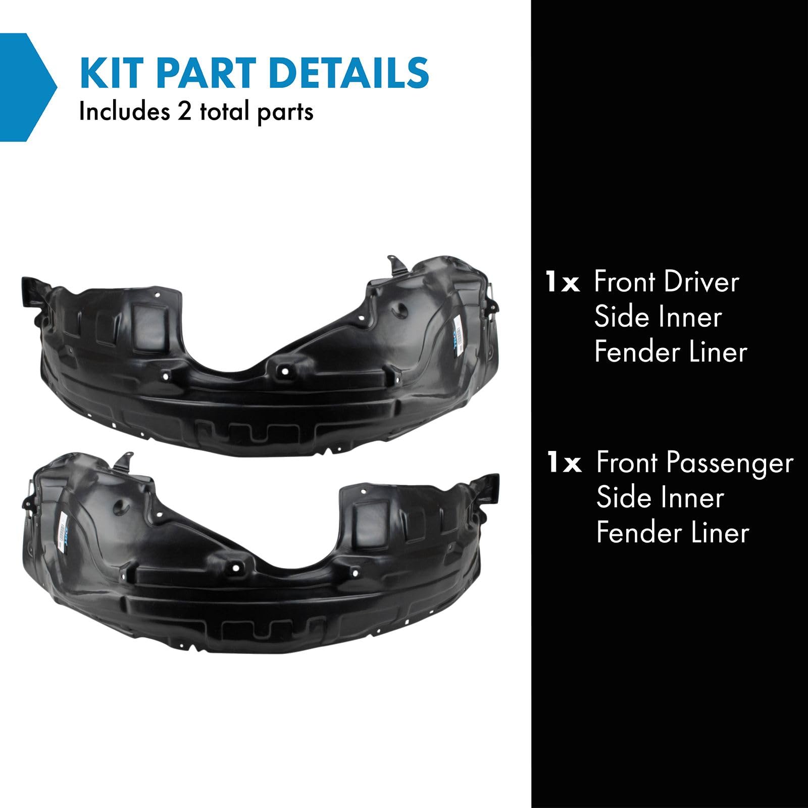 Trq Front Inner Fender Liner Set Compatible With 2010-2015 Mazda Cx-9 Ma1248141 Ma1248144 Ma1249141 Ma1249144