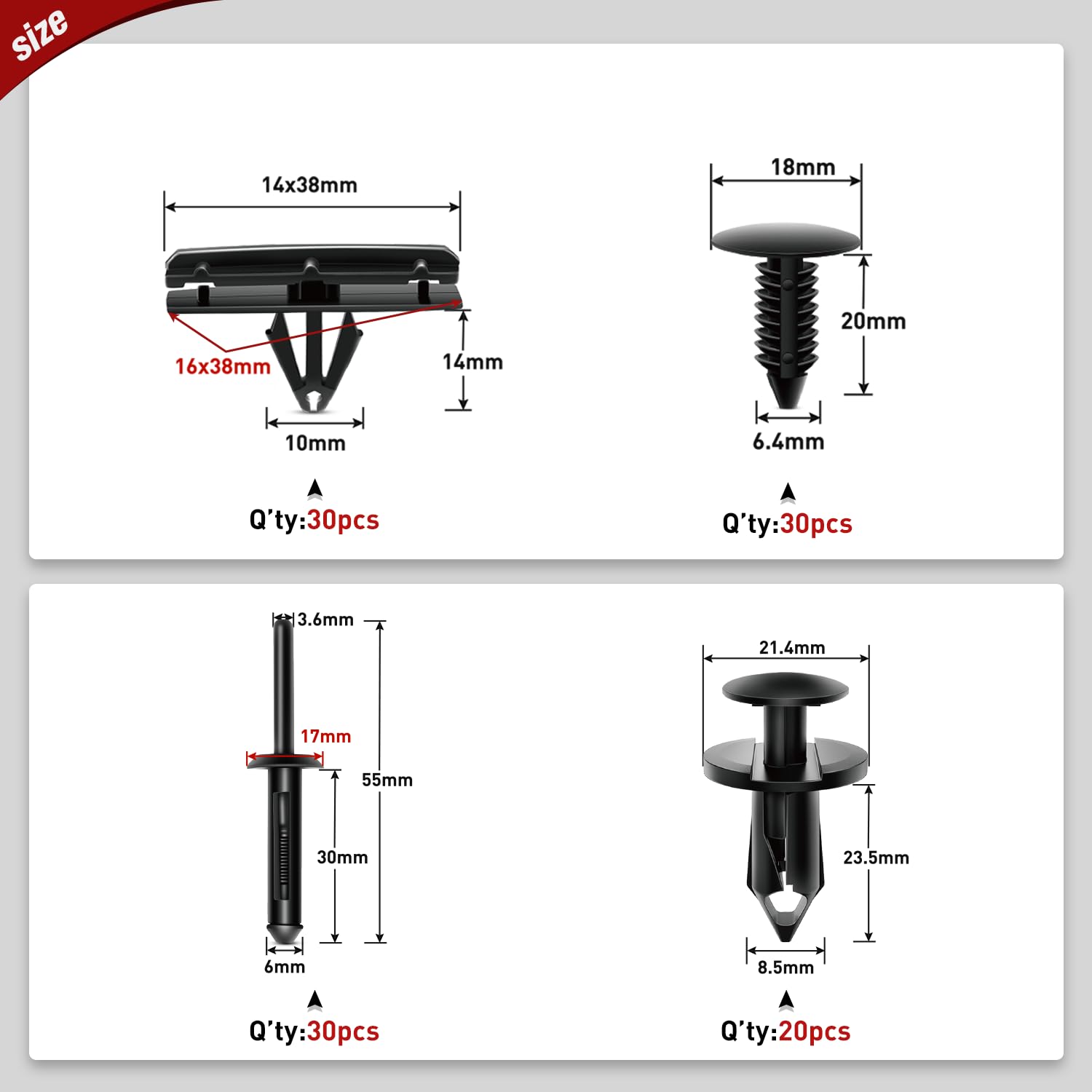 Nilight 121Pcs Fender Flare & Rocker Moulding Clip Assortment 6506007-Aa 6030441 68039280-Aa 6503598 Replacement For Jeep Wrangl