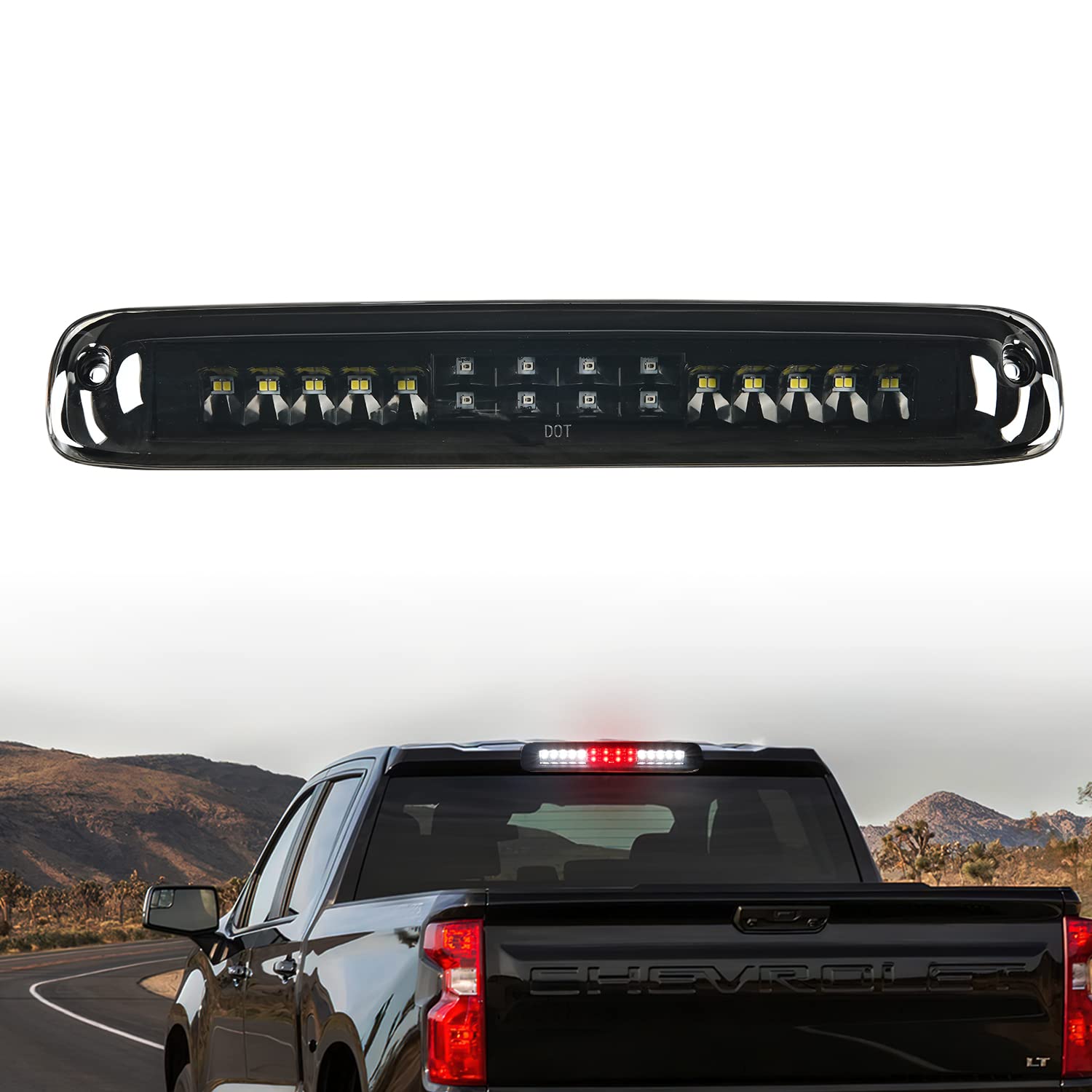 Nilight Third Brake Light Tail High Mount 3Rd Stop Cargo Reverse Led Lights For 1999-2006 Chevy Silverado Gmc Sierra 1500 2500 3