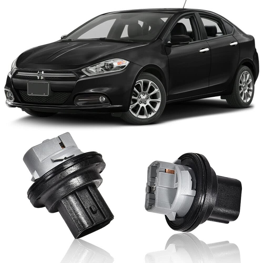 PIT66 2PCS Front Part Turn Signal Light Bub Plug Socket, Compatible with Dodge Dart 2013 2014 2015 2016 68186725AB Black
