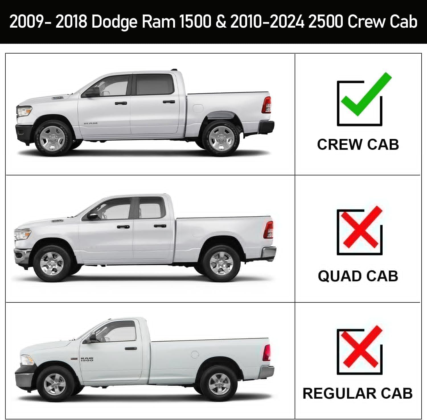 Smanow Drop Down Running Boards Compatible With 2009-2018 Ram 1500/2010-2024 Ram 2500 3500 Crew Cab(Include 2019-2024 Classic), Dual-Stage Textured Black Powder, 82 Inch Door Step Side Step Nerf Bars