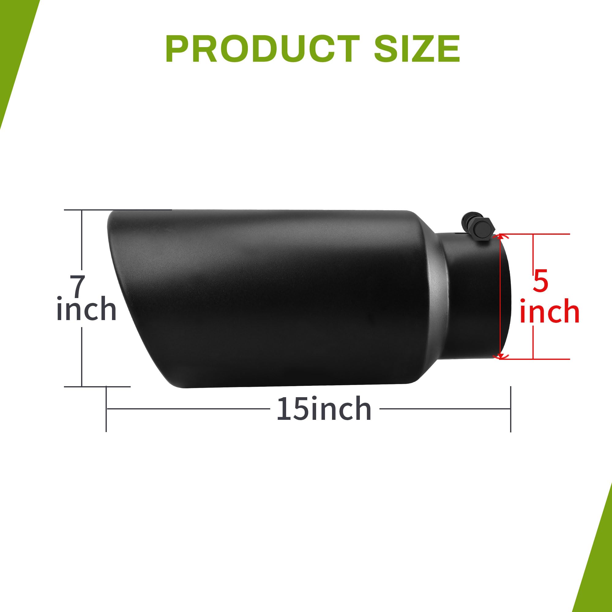 Autosaver88 5 Inch Exhaust Tip, 5'' Inlet 7'' Outlet 15'' Overall Length Stainless Steel Exhaust Tip, Universal Diesel Exhaust T