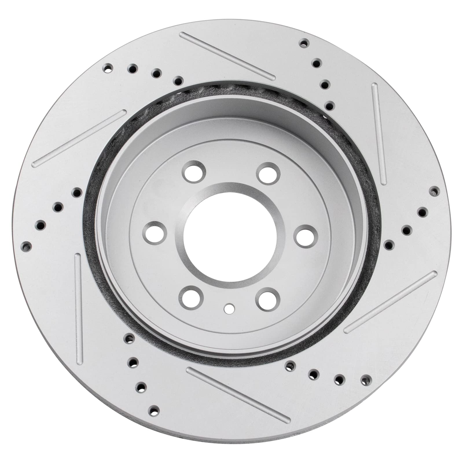 Trq Rear Performance Brake Rotors Set Premium G-Coated Cross Drilled & Slotted Compatible With 2004-2009 Cadillac Srx