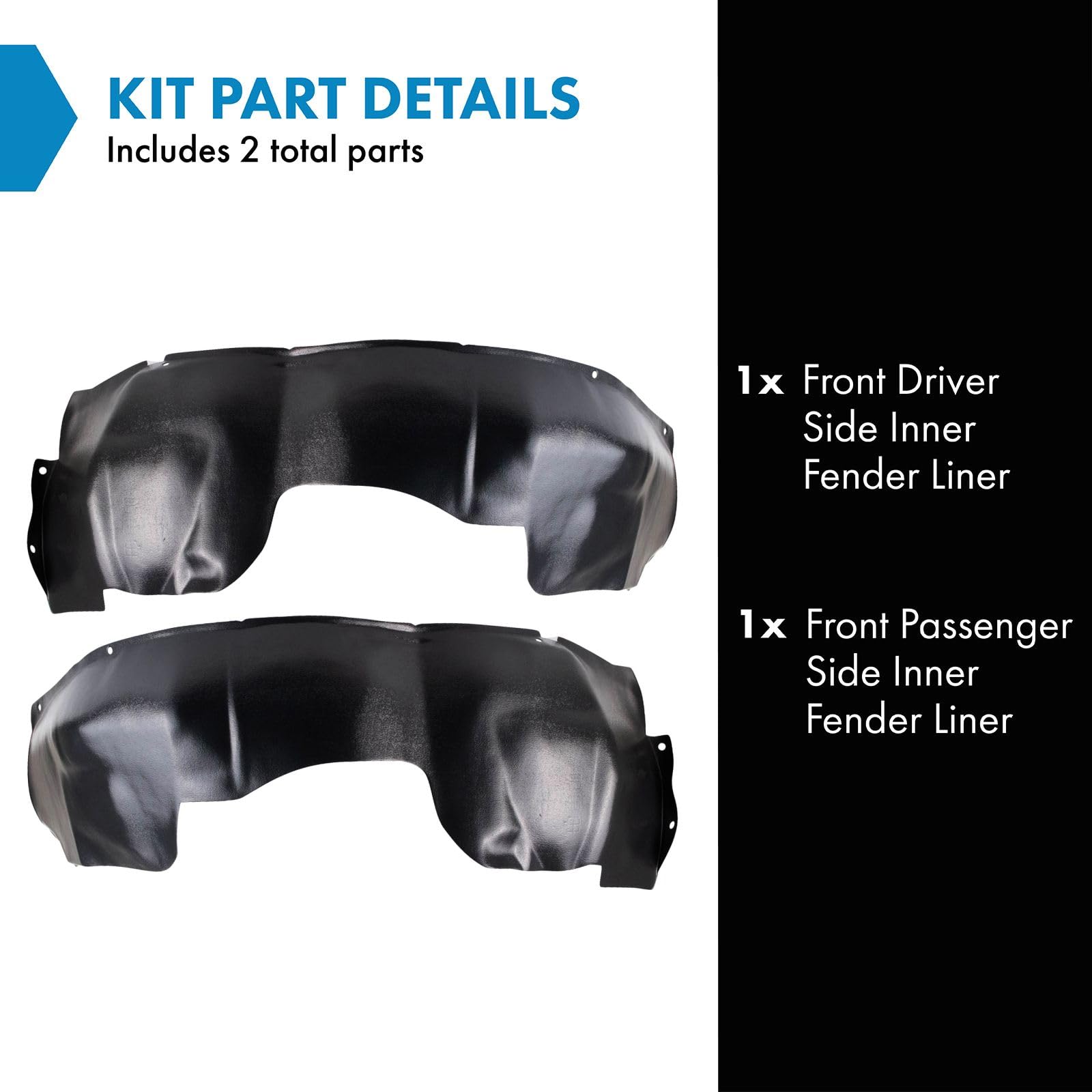 Trq Front Inner Fender Liner Set Compatible With 1993-2002 Chevrolet Camaro Gm1248105 Gm1249105