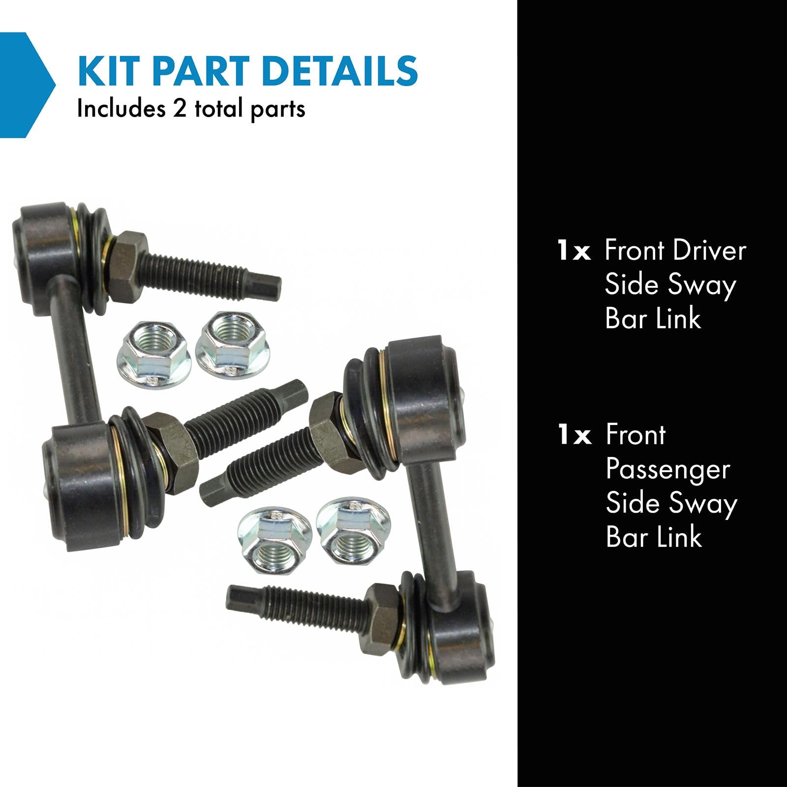 Trq Front Sway Bar Stabilizer Link Set Compatible With 2008-2014 Ford E-150 E-250 2008-2022 E-350 Super Duty E-450 Super Duty