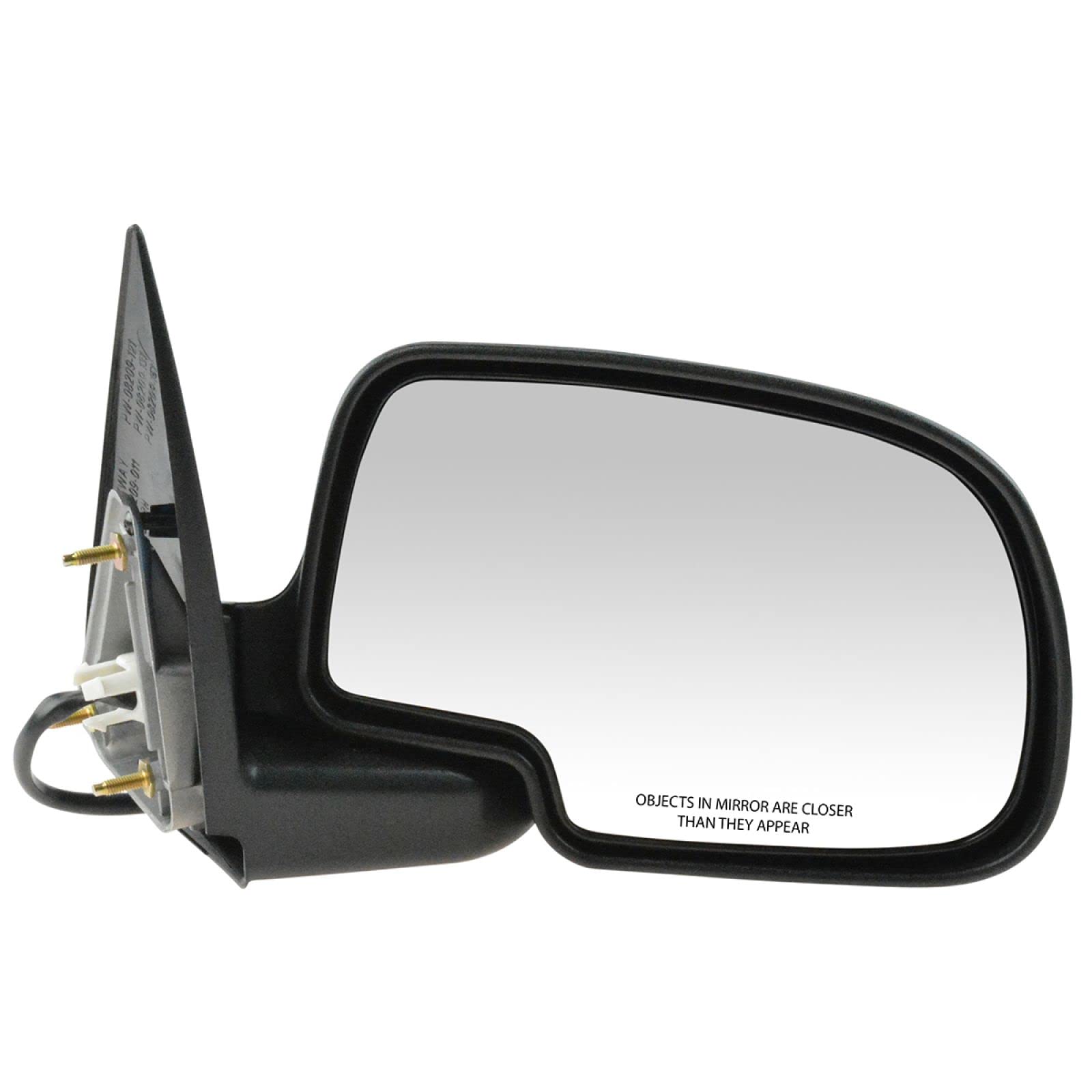 Trq Right Mirror Power Without Heat With Black Cover Passenger Side Compatible With 99-02 Chevrolet Gmc Gm1320131 Gm1321231