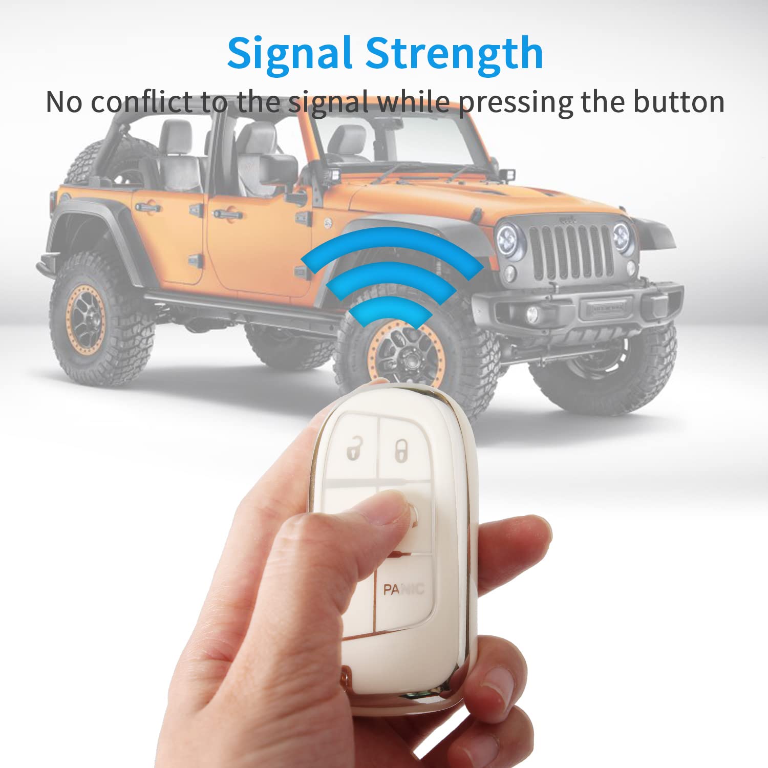 Qbuc For Jeep Key Fob Cover With Keychain Tpu Protection Key Case Compatible With Grand Cherokee Wrangler Renegade Smart Key