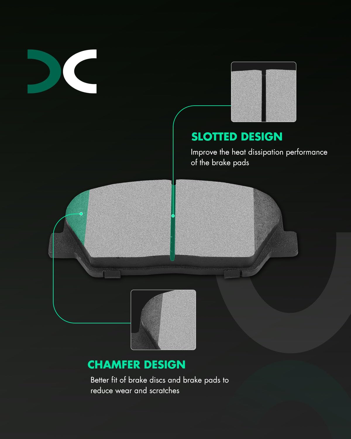Scitoo Front Disc Brake Pad Set 4Pcs W/Hardware Fit For Hyundai For Genesis Coupe 2010-2016,For Hyundai For Veloster 2013-2016,F