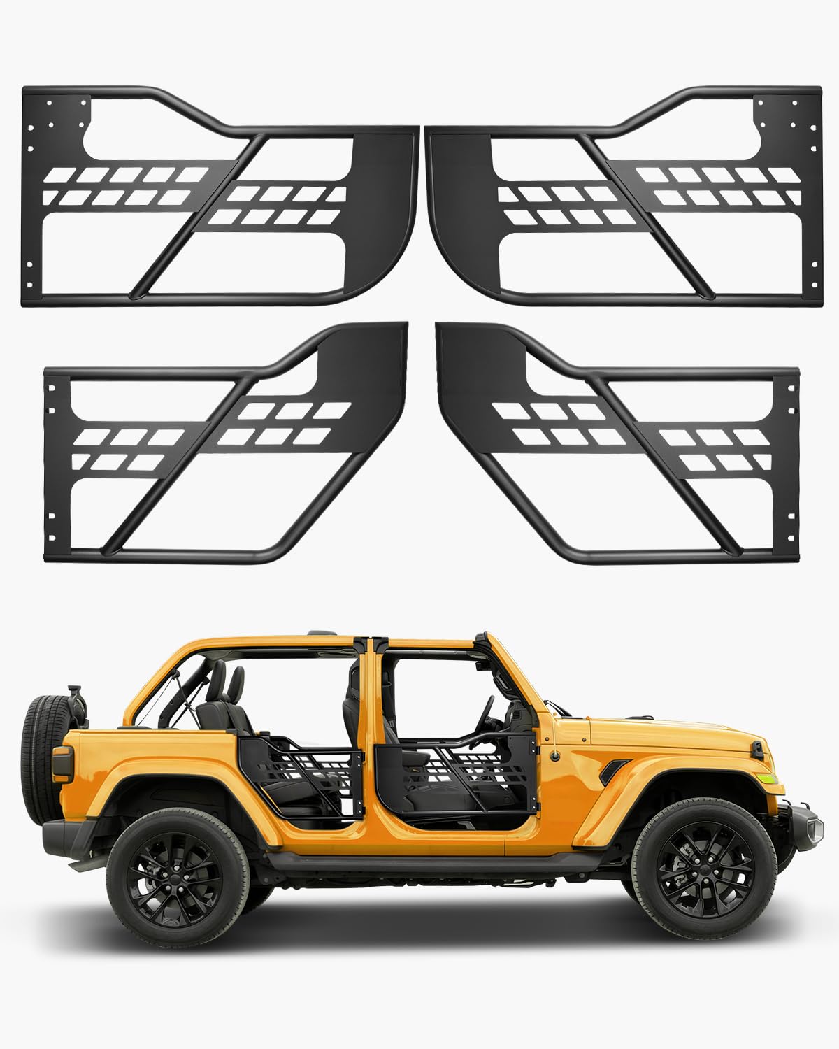 VEVOR Jeep Tube Doors, 4-Door, Hunting Style Jeep Tubular Door with Heavy-Duty Hinges & OE Latch, Jeep Doors with Rubber Pads, F