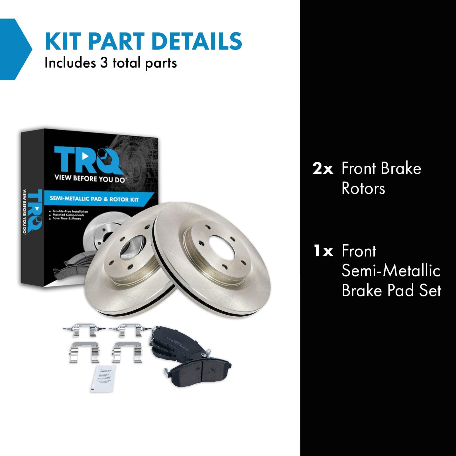 Trq Front Brake Pad & Rotor Kit Brake Pads Brake Rotor Semi-Metallic Compatible With 2011-2017 Nissan Juke 2017-2019 Sentra