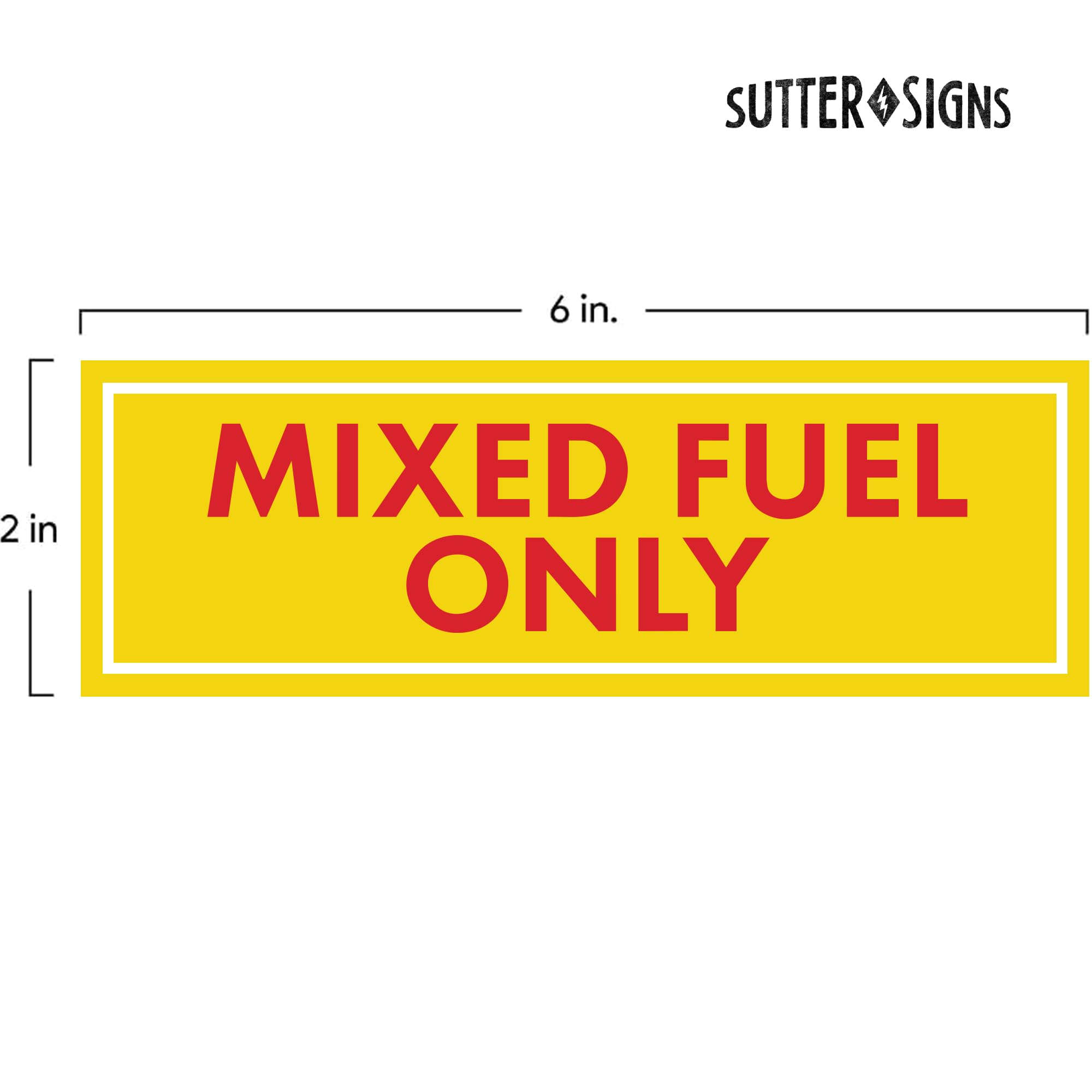 Sutter Signs 3Pc Mixed Fuel Only Stickers For Fuel Tank | Weatherproof Adhesive Decals For Trucks, Tractors, Fuel Cans, Gas Caps