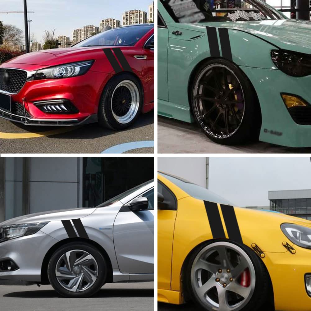 Leasinder 4Pcs Car Wheel Fender Hash Stripe Decal Reflective Vinly Sticker Warning Safety Reflector Strips Sticker Universal Aut