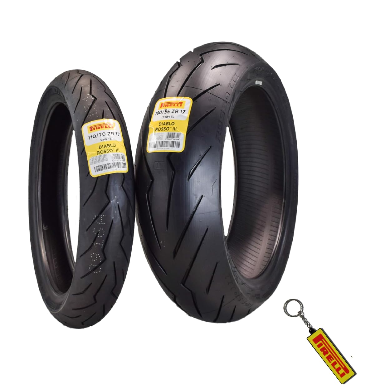 Pirelli Diablo Rosso Iii Motorcycle Tire Set: 110/70 Zr 17 M/C Front & 180/55 Zr 17 M/C Tl Rear- High Performance, Durable For S