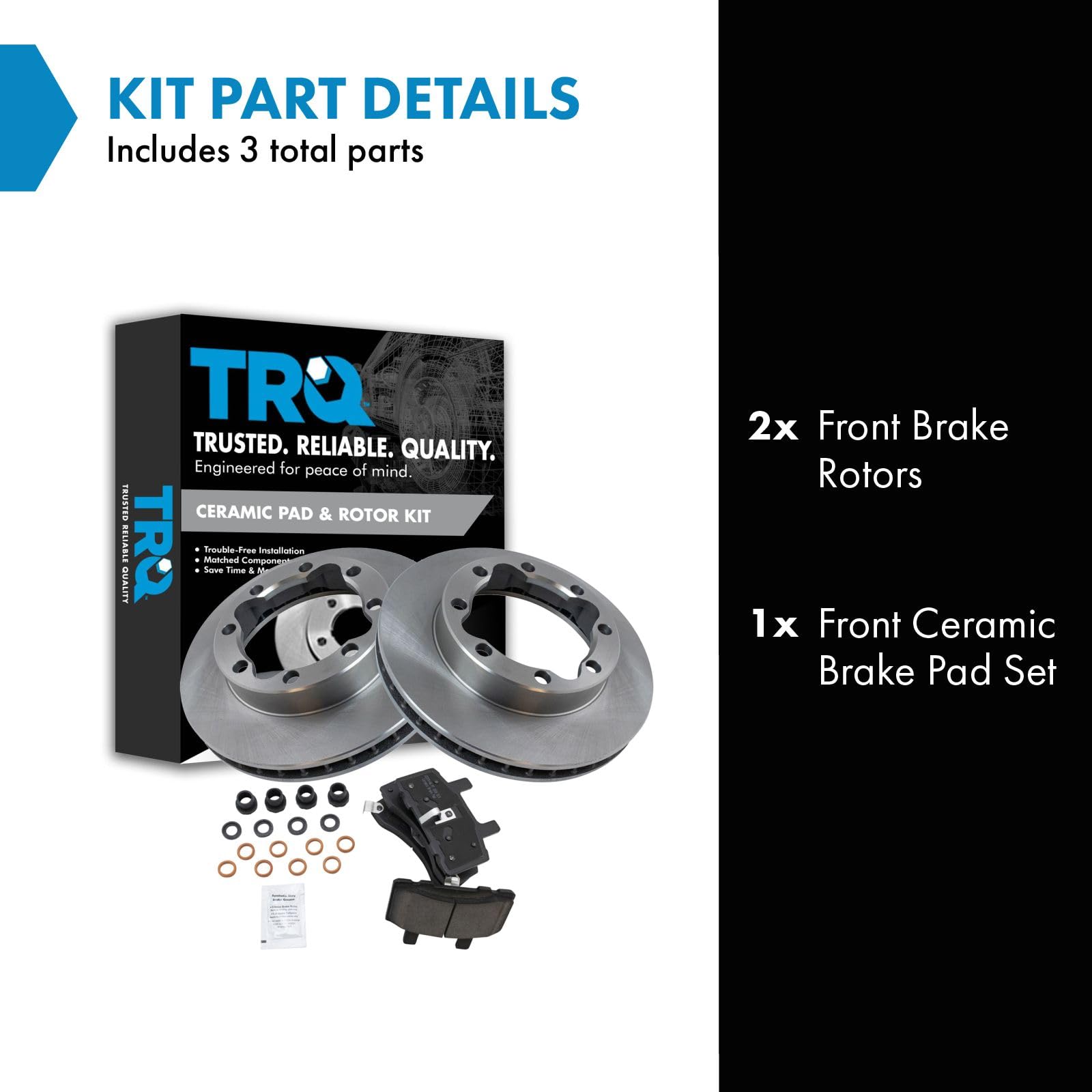 Trq Front Brake Pad & Rotor Kit Brake Pads Brake Rotor Ceramic Compatible With 1995-1999 Chevrolet K1500 Suburban 1989-2000 K250