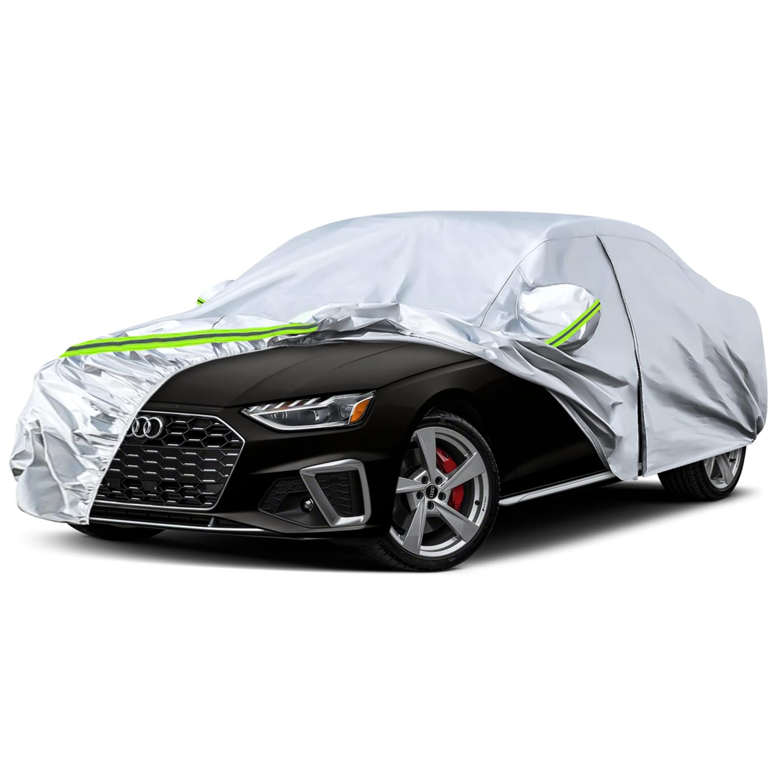 Waterproof Car Covers Replace For 2008-2025 Audi A4/S4 Sedan, 6 Layers Silver All Weather Custom-Fit Car Cover With Zipper Door