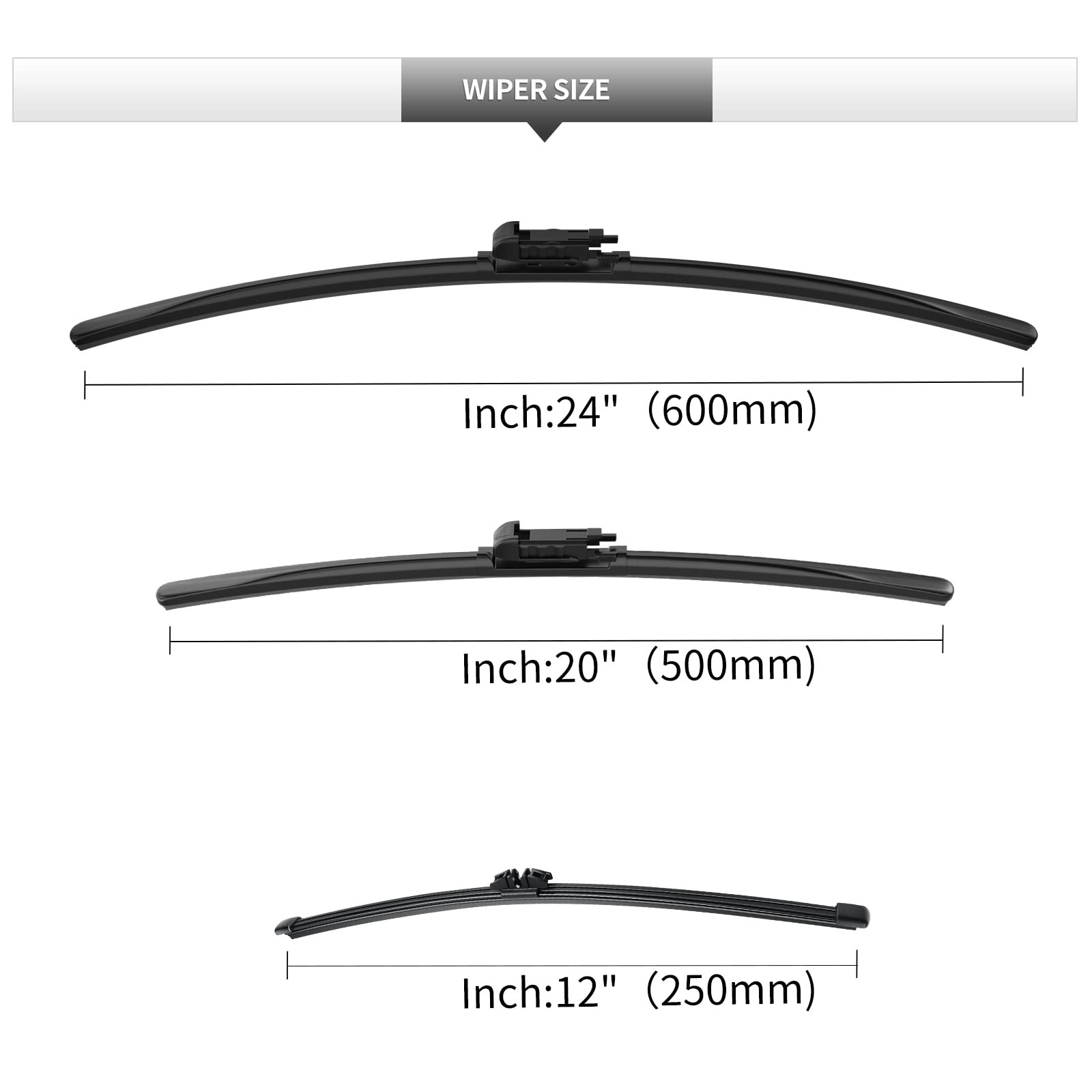 Gardimu Replacement For 2020-2023 Ford Explorer Windshield Wiper Blades-3 Pieces Of Car Front And Rear Window Wiper Blades