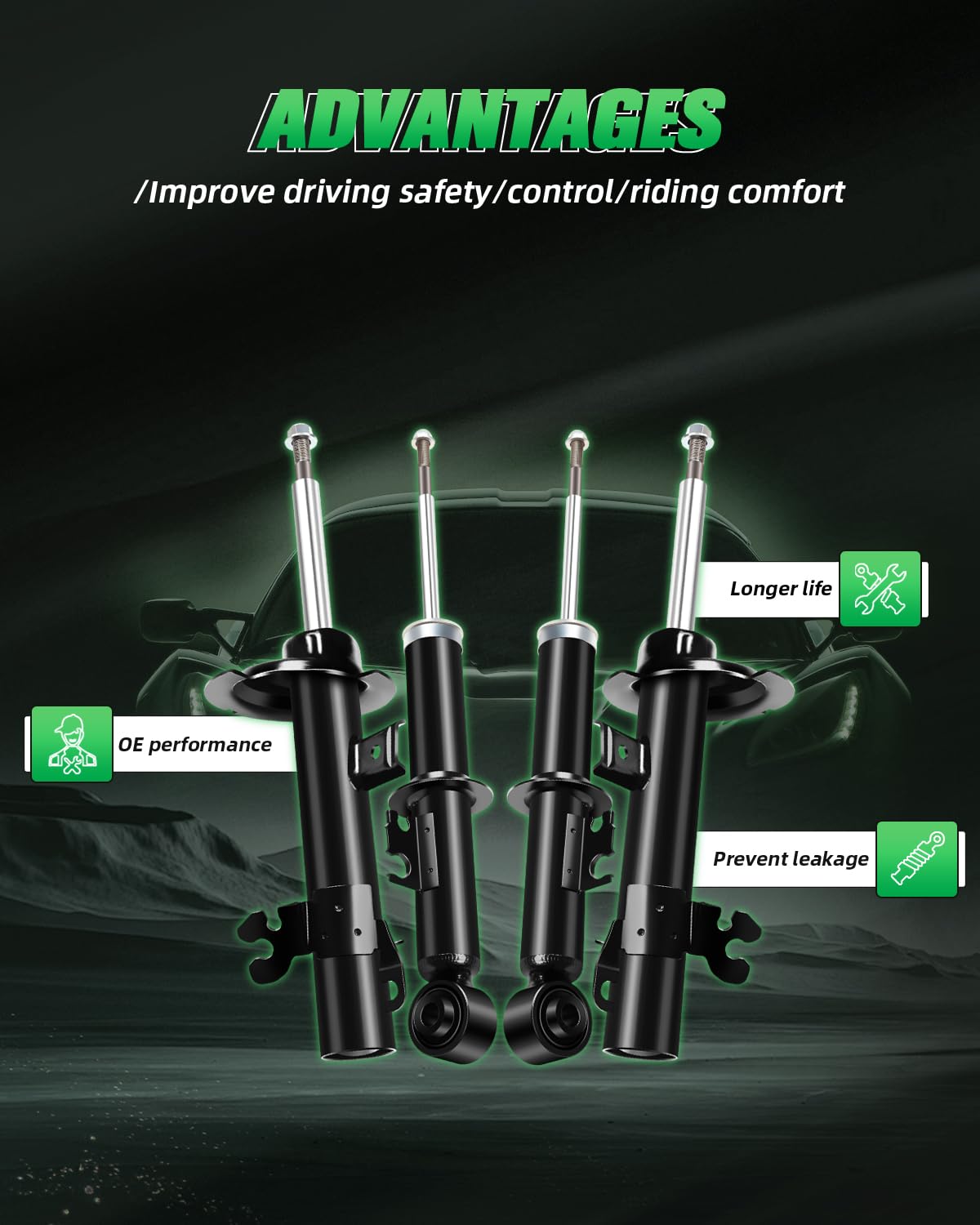 Scitoo - Front Rear Shock Absorber For Mini Fits 2002-2006 For Mini Cooper Shocks 334622 334621 341924 Struts - 4Pc Set