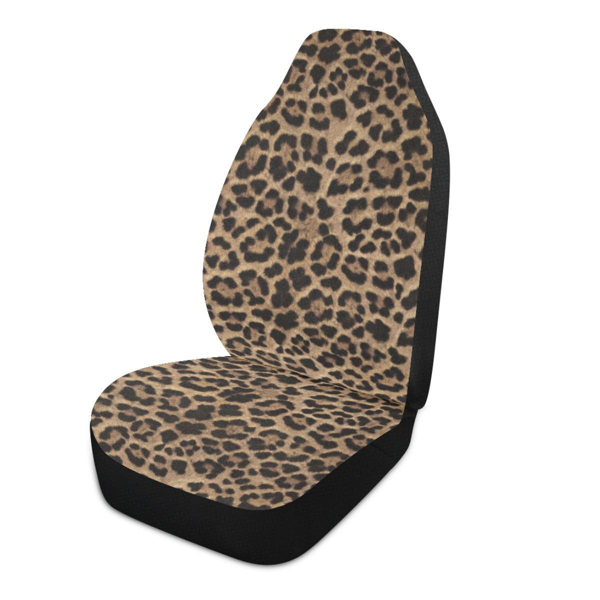 LONSANT Brown Leopard Print Car Seat Covers Set of 2,Abstract Cheetah Pattern Wild Animal Skin Texture Universal Auto Front Seat
