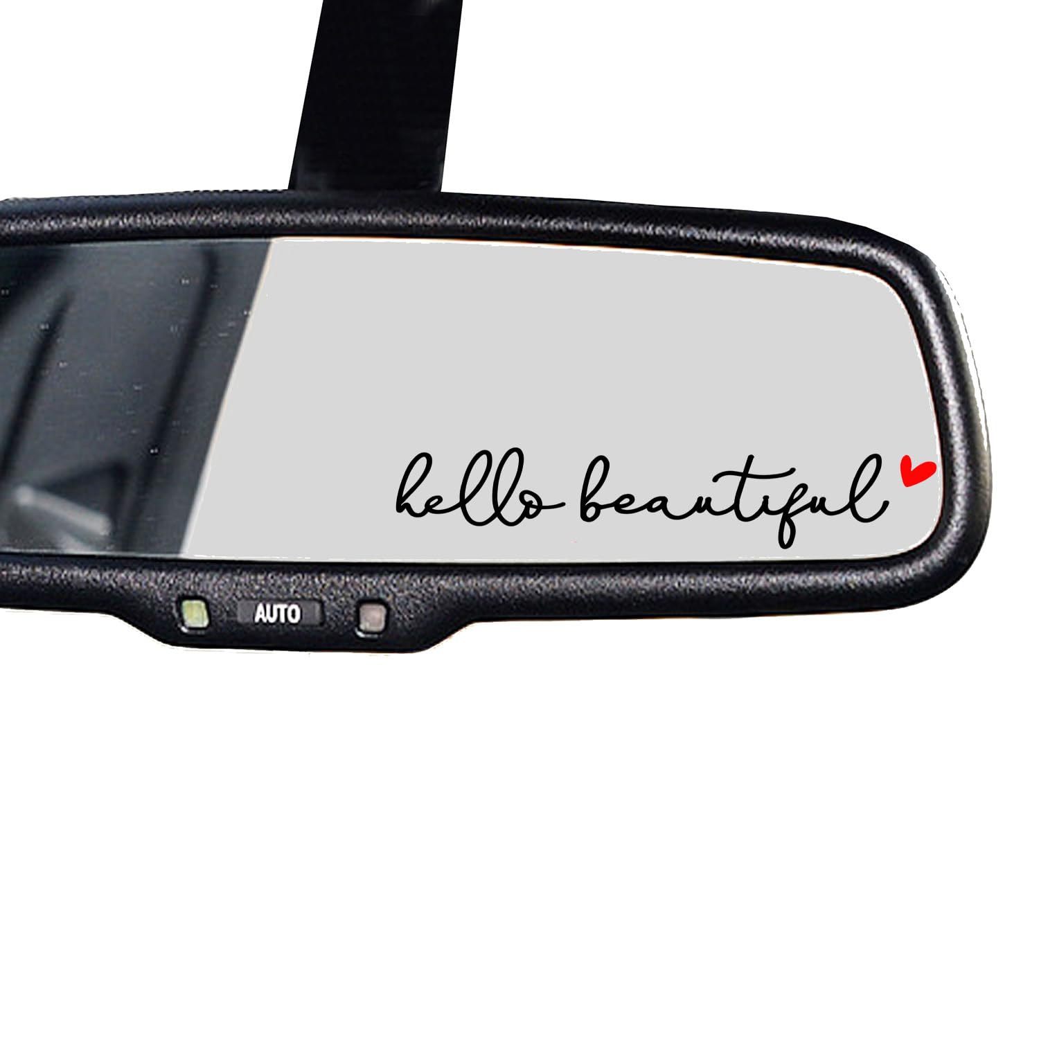 2 X Hello Beautiful Rearview Mirror Decal With Heart, Beautiful Reminder, Rearview Mirror Sticker, Affirmation Sticker, Positive
