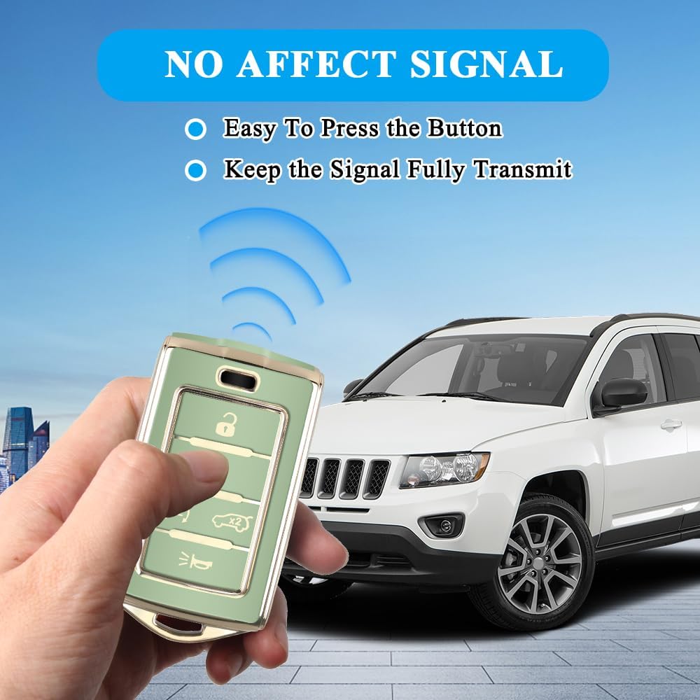 Mild East For Jeep Key Fob Cover With Keychain, Car Key Case Shell Protection 5 Buttons, Fit For Jeep | Grand Cherokee | Wagonee