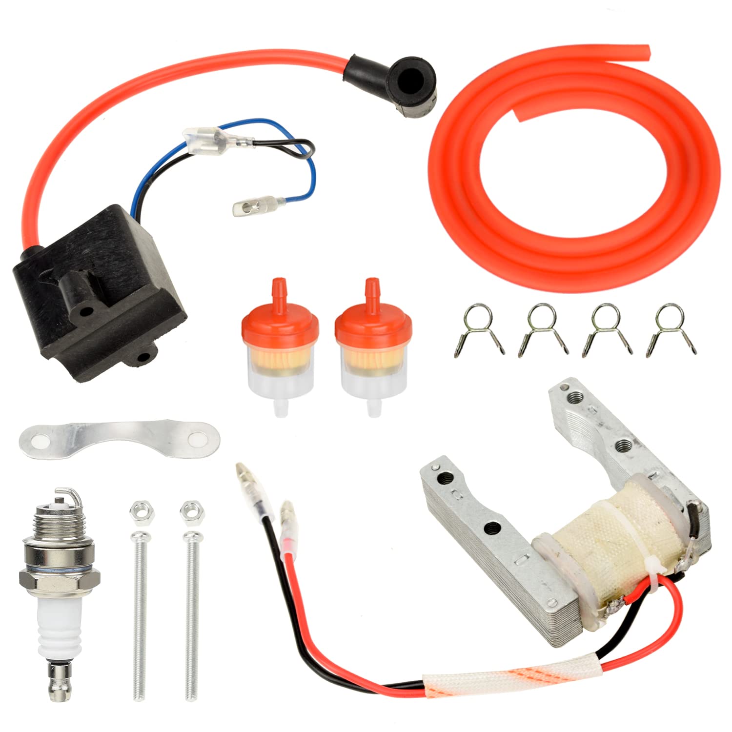 Yoxufa Motorized Bike Cdi Ignition Coil + Magneto Coil Kit For 2 Stroke 49Cc 50Cc 66Cc 80Cc 100Cc Pk80 Bt80 Yd100 Engine Gas Mot