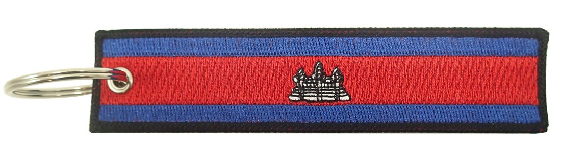 Cambodia Flag Key Chain, 100% Embroidered