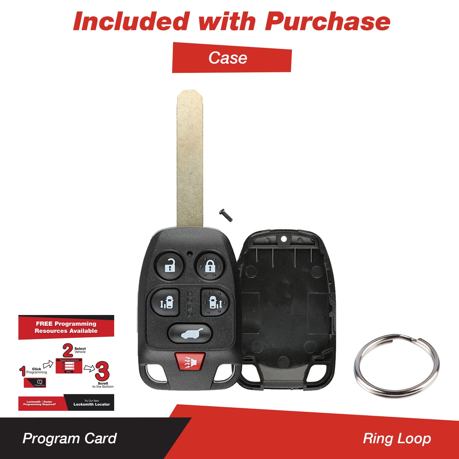 Keylessoption Keyless Entry Remote Uncut Key Blade Fob Shell Case Cover Buttons For Odyssey N5F-A04Taa