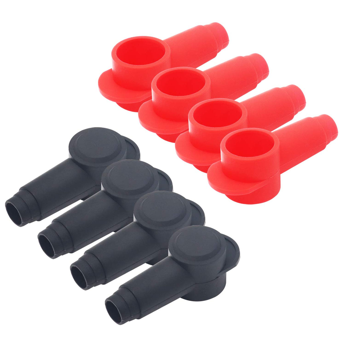 Recoil Stc10-8 8 Pack Silicone Terminal Covers For Alternator Battery Stud And Power Junction Blocks, Fits 2Awg To 1/0 Awg Wire, 4 Red And 4 Black Pairs