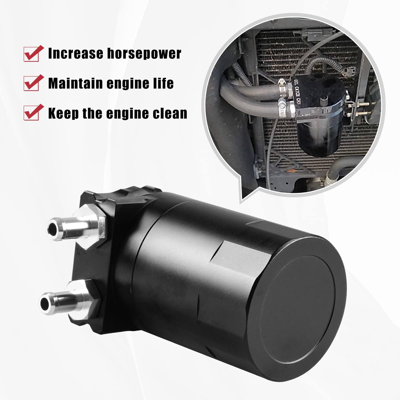 Rulline Universal 350Ml Reservoir Tank Oil Catch Can Tank 0046 Aluminum Polish Baffled Reservoir With Bracket Black