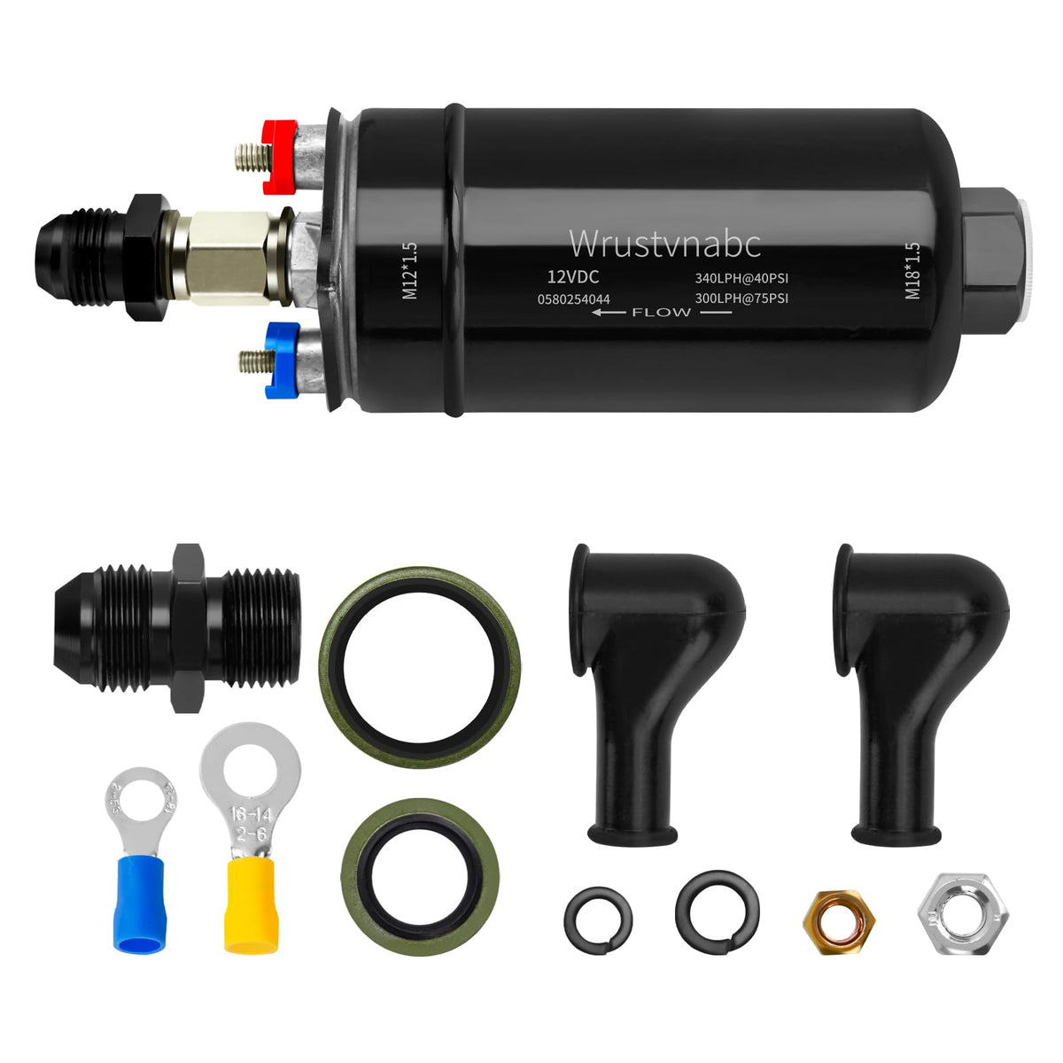 Wrustvnabc External Inline Fuel Pump Electric 340Lph High Flow 12V Universal 0580254044