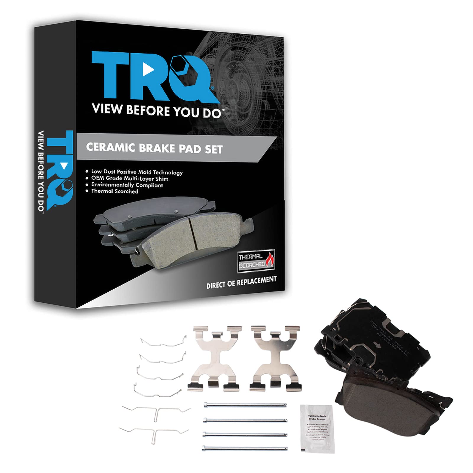 Trq Ceramic Front Brake Pads Compatible With 2017-2018 Mercedes-Benz C43 Amg, 2016-2018 Glc300, Glc43 Amg