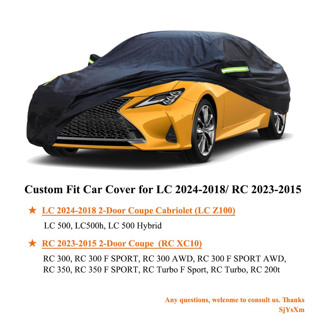 Sjysxm All-Weather Car Cover Compatible With Lexus Lc 2025-2018 Coupe Convertible/Rc 2025-2015 Coupe | Waterproof, Uv-Resistant