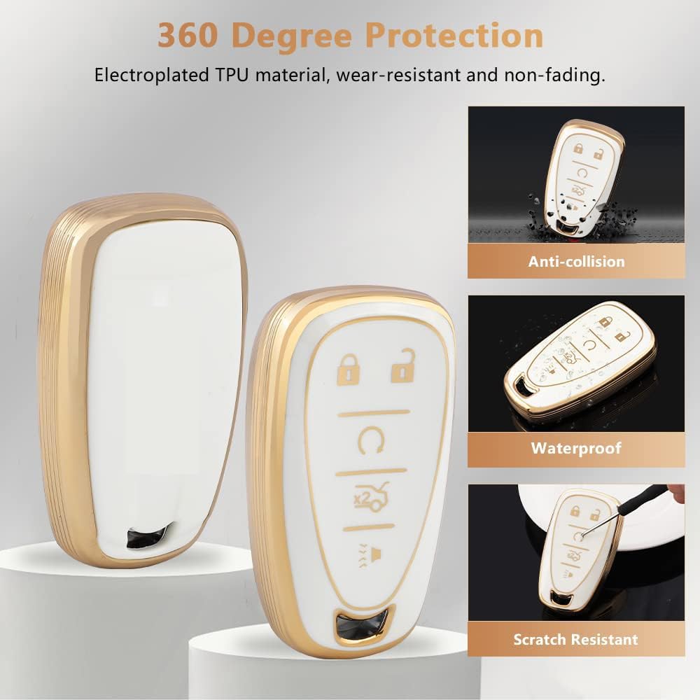 Pifoog Key Fob Case For Chevy Tpu 5 Button Keys Cover Shell Glittering Car Keychain For Malibu Equinox Trax Camaro Blazer Traver