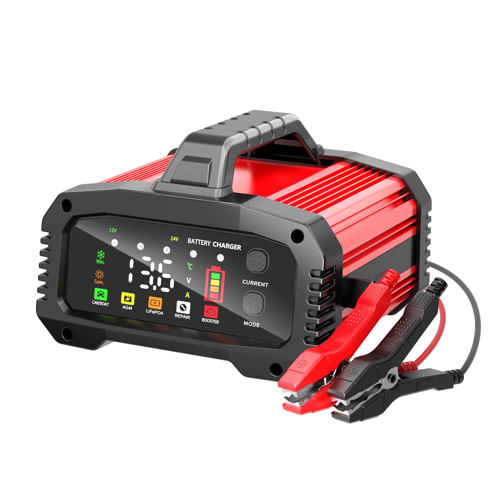 Yonhan 25A Battery Charger & Maintainer,12V/24V All-In-One Charger For Lifepo4, Lead Acid, Agm, Lithium, Marine, Boat, And Deep