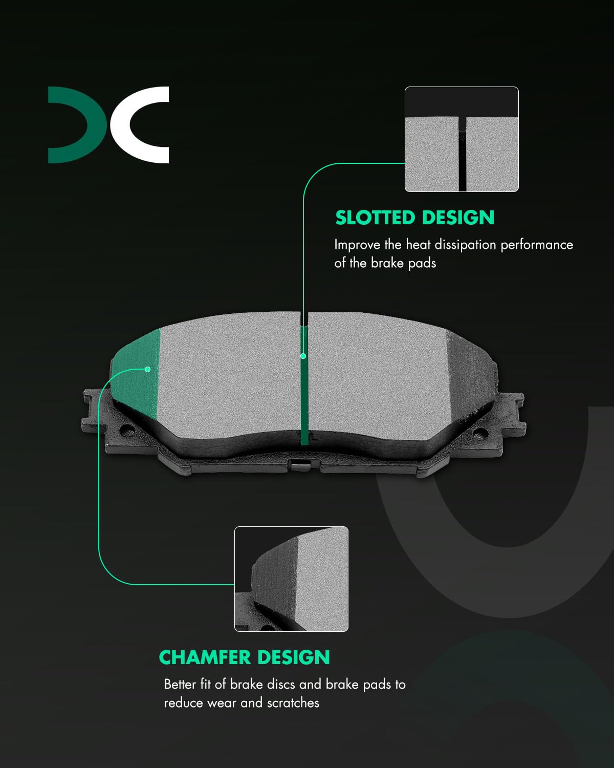 Scitoo D1210 Front Ceramic Brake Pads Sets Fit For Pontiac Vibe 09-10,For Scion Xb 08-15,For Scion Xd 2008-2014,For Toyota Corol